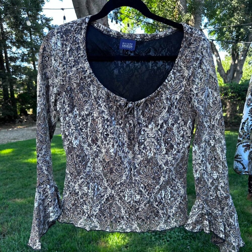 Hillard and Hanson Y2K Whimsygoth Bell Sleeve Long Sleeve Dark Fairy Top Size M
